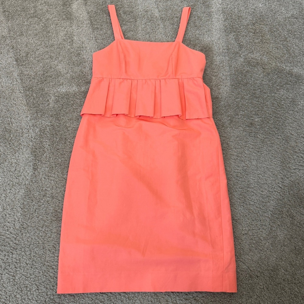 J Crew Cotton‎ Silk Dress Womens 4 Coral Pink Party Wedding Guest Spring Summer